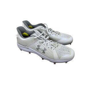Under Armour Yard Low White Metal Baseball Cleats Shoes 3027060-100 Mens size 16